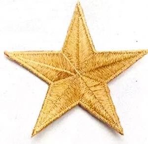 MILITARY PATCH - 6pk GOLD Iron on embroidery star appliqué