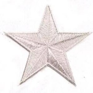 MILITARY PATCH - 6pk SILVER Iron on embroidery star appliqué