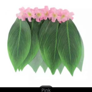 LEAF HULA SKIRT - Adult 1Pc Hawaiian PINK Skirt Artificial Leaf Hula Skirt