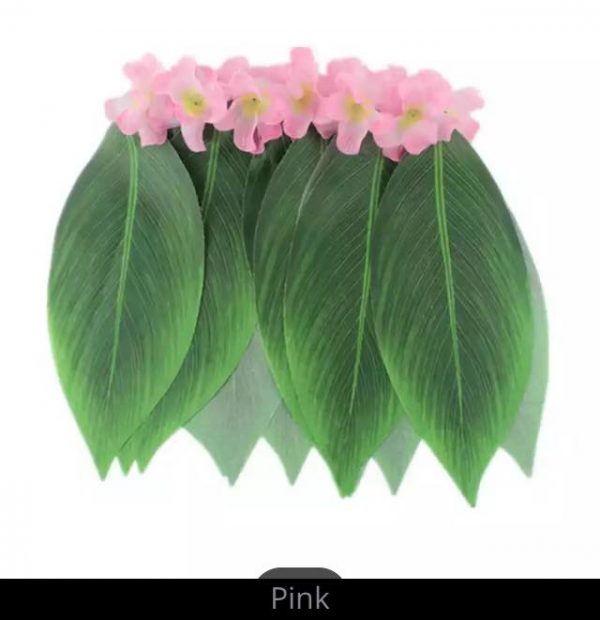 LEAF HULA SKIRT - Adult 1Pc Hawaiian PINK Skirt Artificial Leaf Hula Skirt