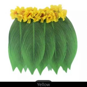 LEAF HULA SKIRT - Adult 1Pc Hawaiian YELLOW Skirt Artificial Leaf Hula Skirt