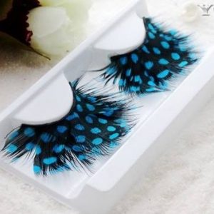 Guinea Fowl Feather Eyelashes - Aqua