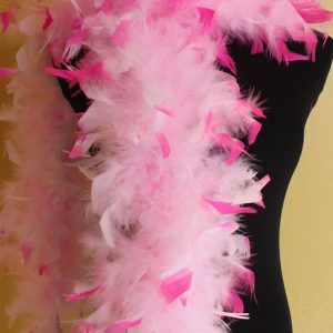 CHANDELLE FEATHER BOAS - 65g  Special Dyed Baby Pink w/Hot Pink Tips  72"long