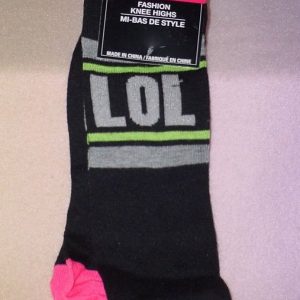 SOCKS - Black LOL knee high socks