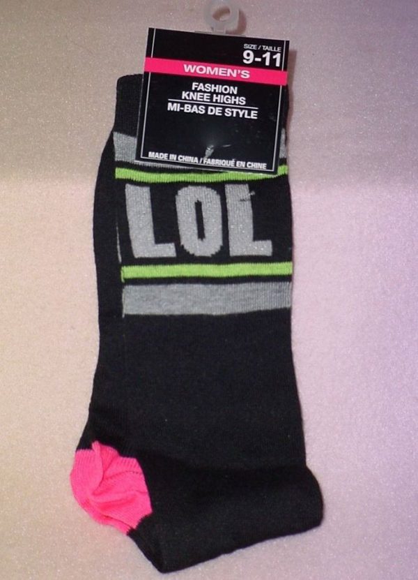 SOCKS - Black LOL knee high socks
