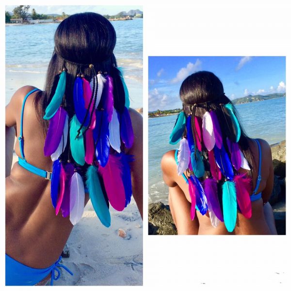CUSTOM MADE Bohemian Feather Headband - Colorful Goose Nagoire #8