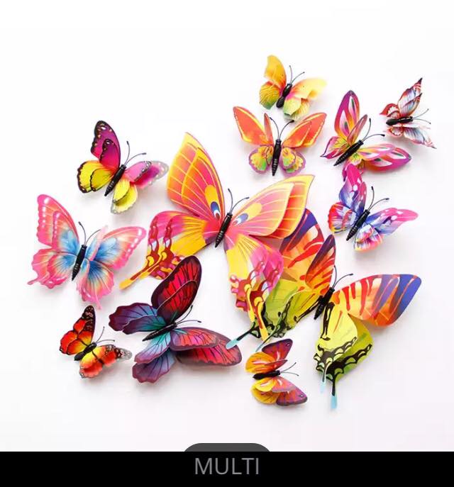 Butterfly Magnet / Wall Sticker Decoration (Double Layer) - MULTI (Y)