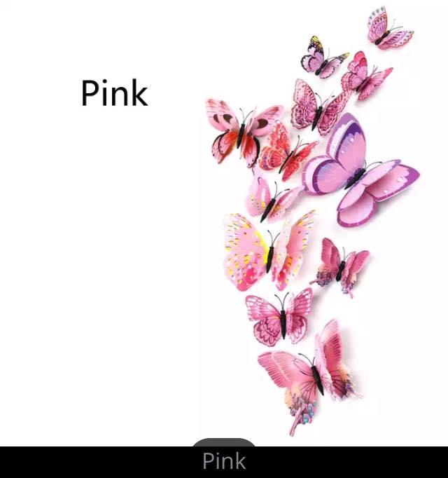 Butterfly Magnet / Wall Sticker Decoration (Double Layer) - PINK