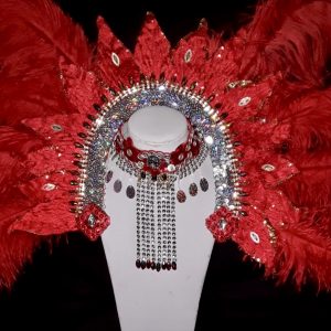 Moulin Rouge Carnival Feather + Rhinestone Shoulder Piece + Choker set