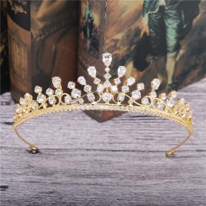 Cubic Zirconia Gold Headband Tiara