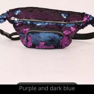 SEQUIN FANNY PACK - Double color sequin waist fanny pack - PURPLE-DK BLUE