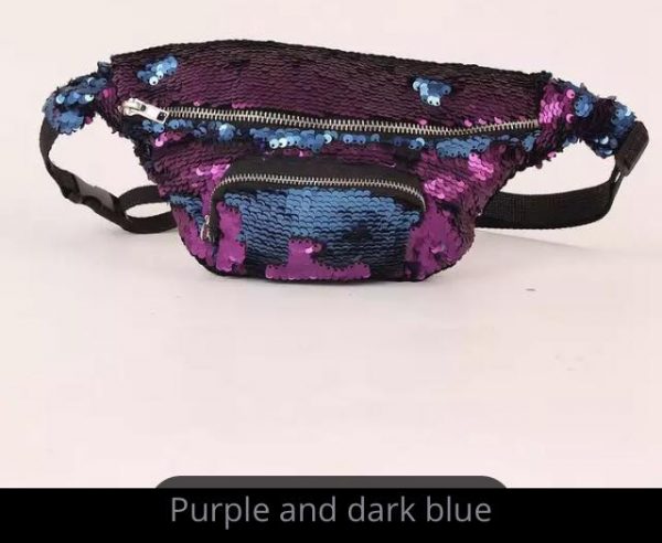 SEQUIN FANNY PACK - Double color sequin waist fanny pack - PURPLE-DK BLUE