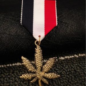 MILITARY MEDAL - Five star leaf metal badge