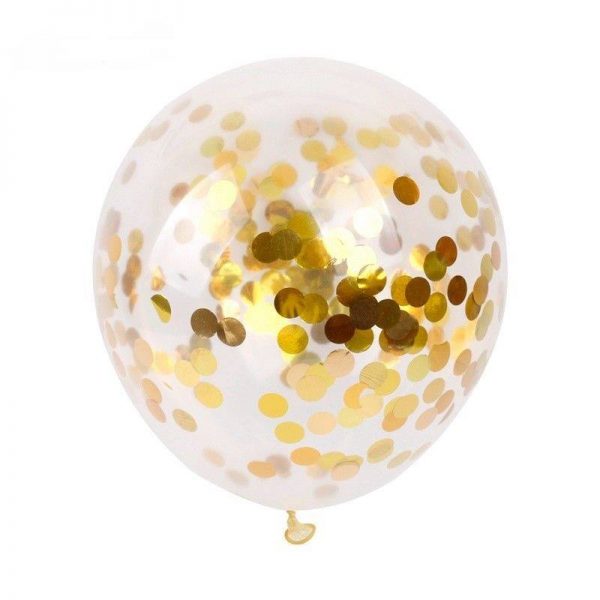 BALLOONS - Confetti Balloons 12in - Gold Foil Confetti Latex Balloons