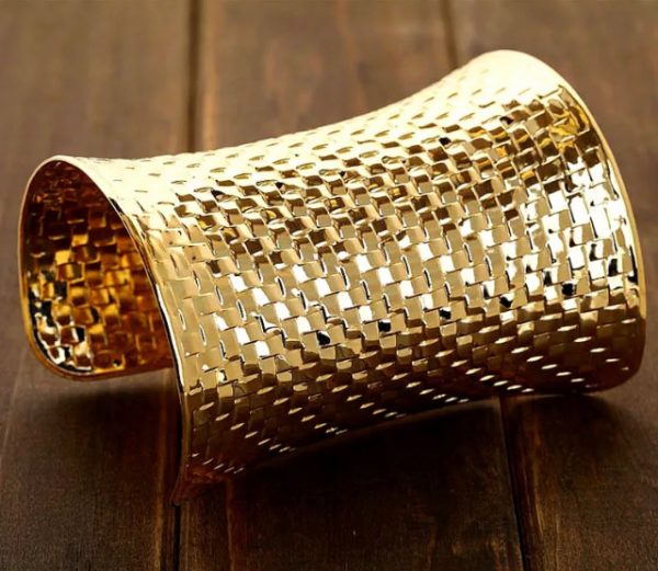Bracelet Cuff - Basket Weave cuff bracelet (gold)