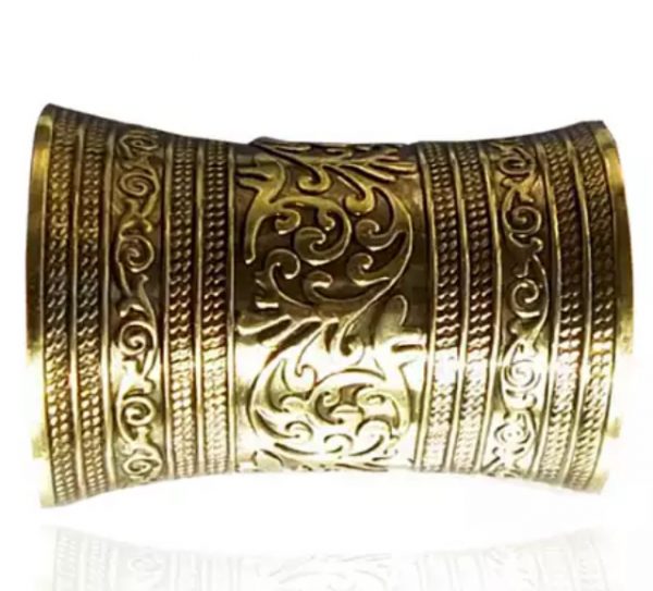 Bracelet Cuff - Vintage Tibetan Boho carving  bangle (Antique Gold) - Image 3