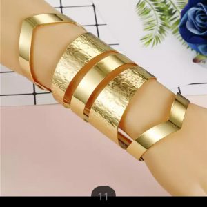 Bracelet Cuff - Wide Cuff Geometric Hollow Bracelet (GOLD) #11