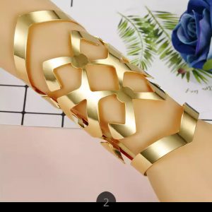 Bracelet Cuff - Wide Cuff Geometric Hollow Bracelet (GOLD) #2