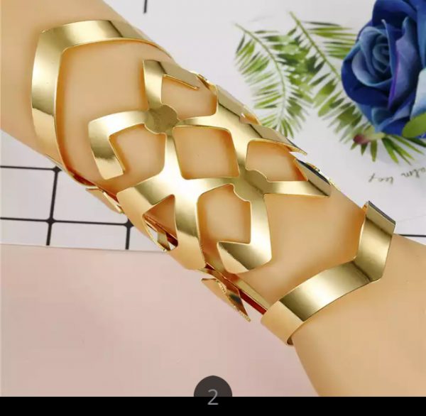 Bracelet Cuff - Wide Cuff Geometric Hollow Bracelet (GOLD) #2