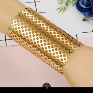 Bracelet Cuff - Wide Cuff Geometric Hollow Bracelet (GOLD) #3