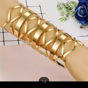 Bracelet Cuff - Wide Cuff Geometric Hollow Bracelet (GOLD) #13