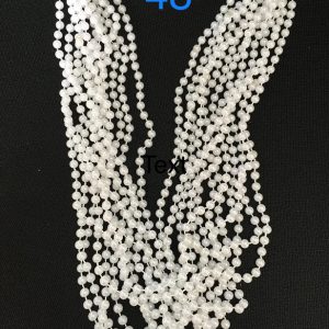 White Pearl Bead Necklaces Flapper Beads 48"