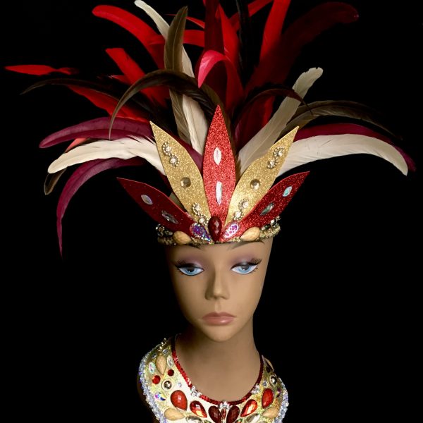Island Spice Carnival Feather + Rhinestone Head and Collar piece Set