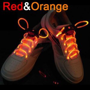 LED Flashlight Waterproof Shoelaces - RED-ORANGE