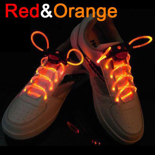 LED Flashlight Waterproof Shoelaces - RED-ORANGE