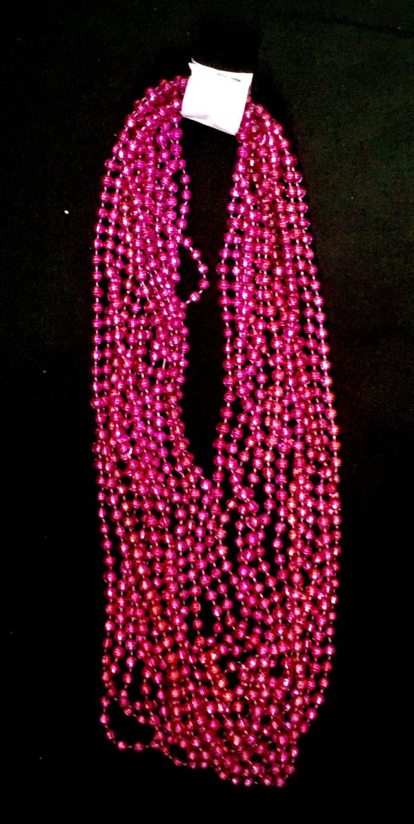 Mardi Gras Throw Beads - 7mm 33in - FUCHSIA PINK - 3pk