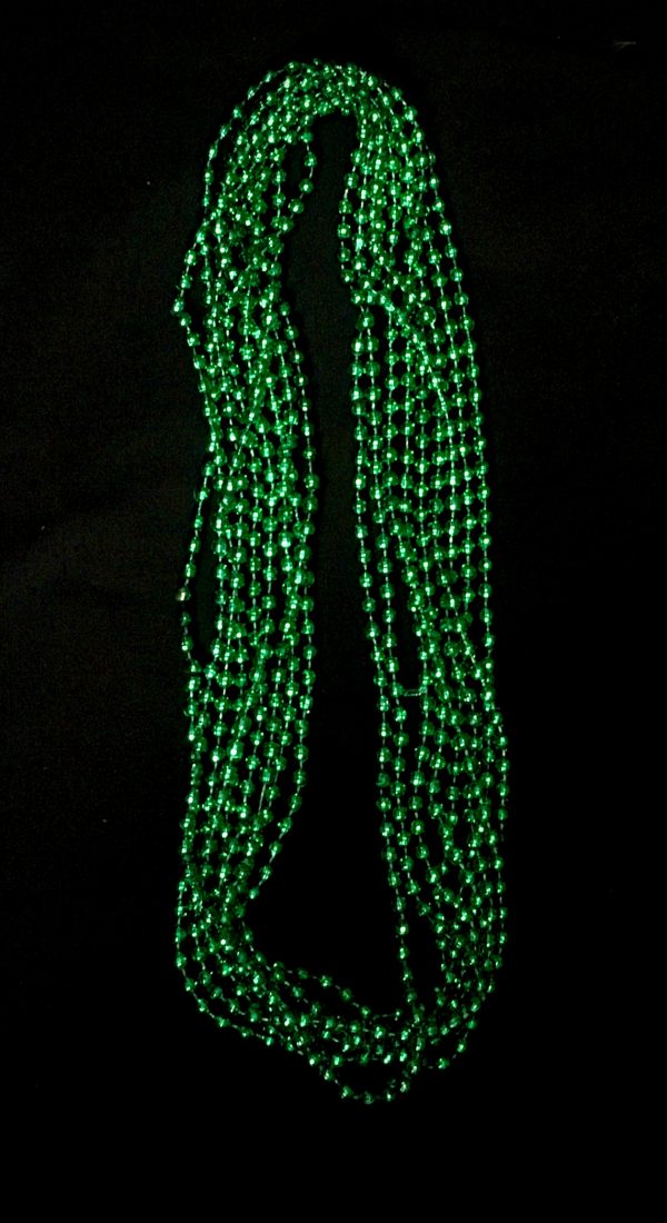 Mardi Gras Throw Beads - 7mm 33in - GREEN - 3pk