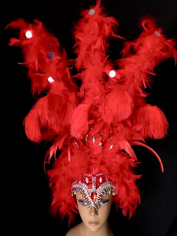 Moulin Rouge Carnival Rhinestone + Feather Headpiece - Image 2