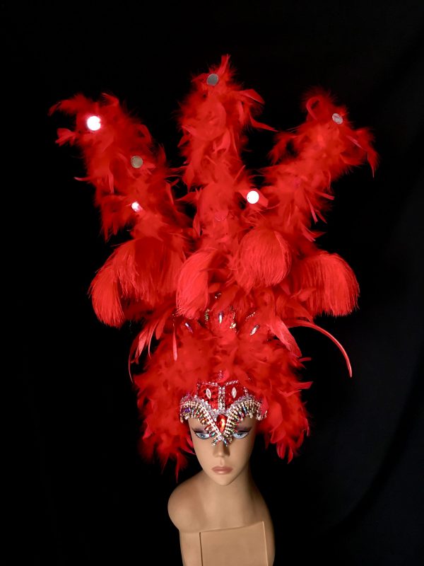 Moulin Rouge Carnival Rhinestone + Feather Headpiece - Image 3
