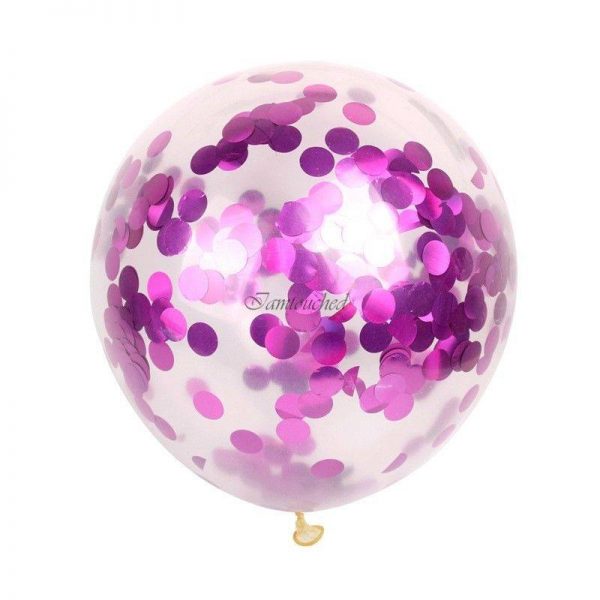 BALLOONS - Confetti Balloons 12in - MAGENTA Foil Confetti Latex Balloons