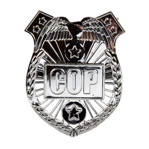 POLICE BADGE - Molded silver plastic Police/Cop Badge