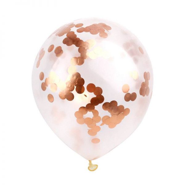 BALLOONS - Confetti Balloons 12in - Rose Gold Foil Confetti Latex Balloons