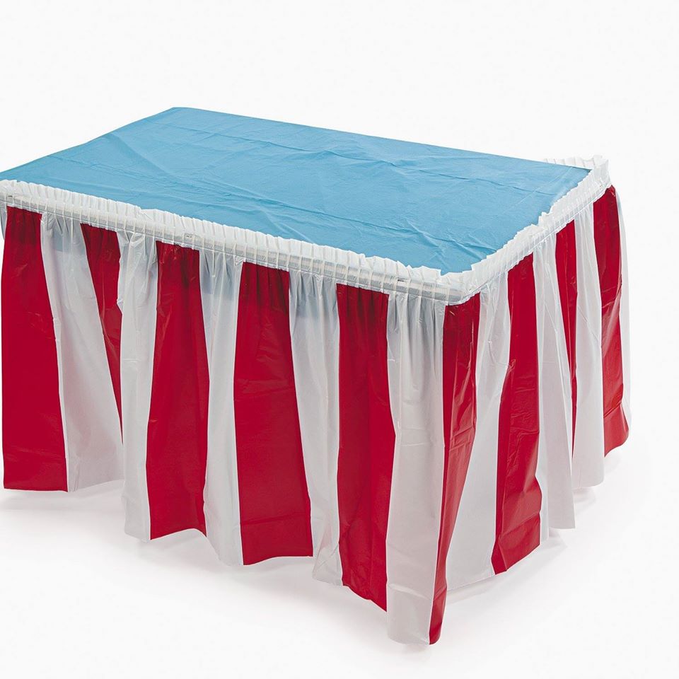 TABLE SKIRT - Striped Red-White