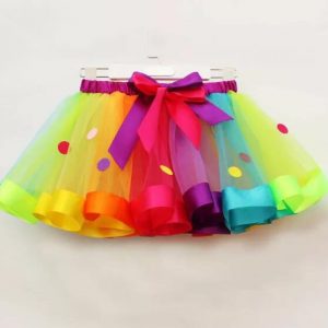 GIRLS RIBBON TUTU - Toddler MULTICOLOR Polka Dot Ribbon Tutu - SIZE: 3-4
