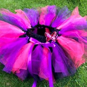 CUSTOM MADE Toddler tutu – pink/purple/black fluffy sparkle tutu
