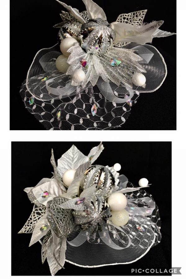 FACINATORS – CUSTOM MADE Festive Christmas Fascinator - White/Silver