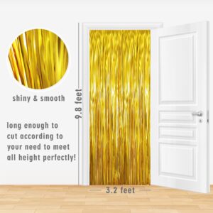 Tinsel Foil Fringe Curtain - 3.2 ft x 9.8 ft GOLD