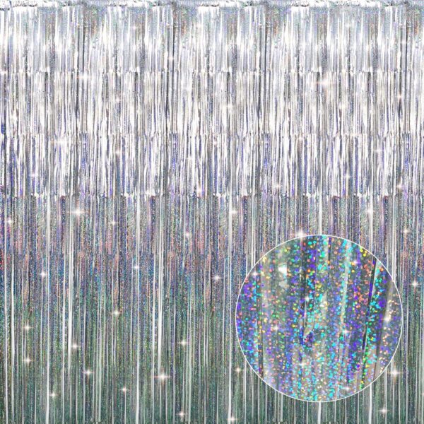 Tinsel Foil Fringe Curtains - 3.2 ft x 9.8 ft SHINY SILVER - Image 6