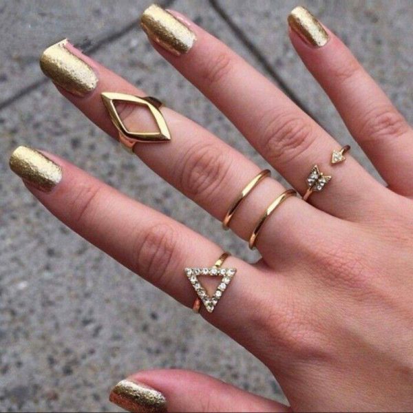 Knuckle Rings - 5 Pcs Fashion Women Gold Above Knuckle Finger Ring