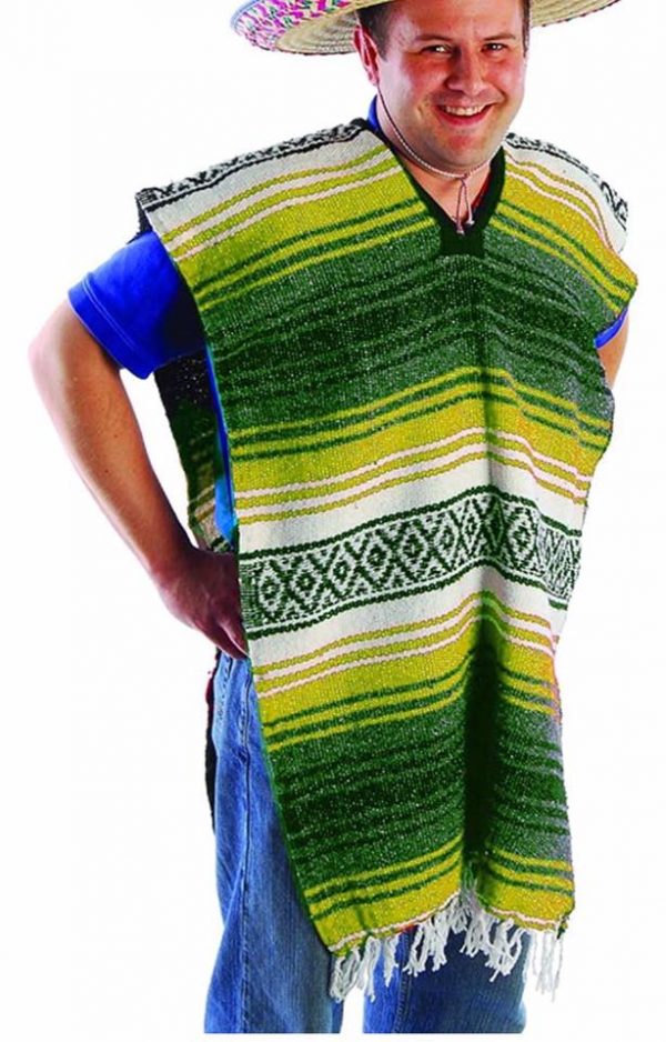 Poncho - Adult Green Striped Poncho