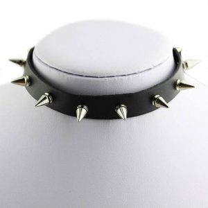 Spike Choker - BLACK Punk Rock Spike PU Leather Choker Collar