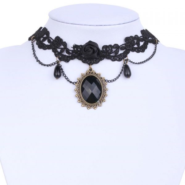 Lace Choker - Black Lace Choker Victorian Gothic Collar #8