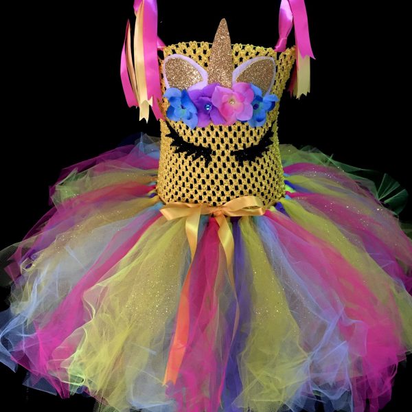 CUSTOM MADE Child Tutu Dress – Girls Extra Fluffy Colorful Unicorn Tutu Dress SIZE: 3-5YRS