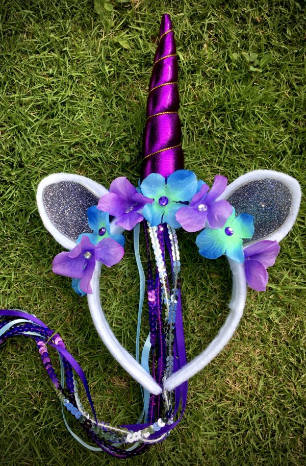 CUSTOM MADE Unicorn ???? Headbands Gun Metal-Purple