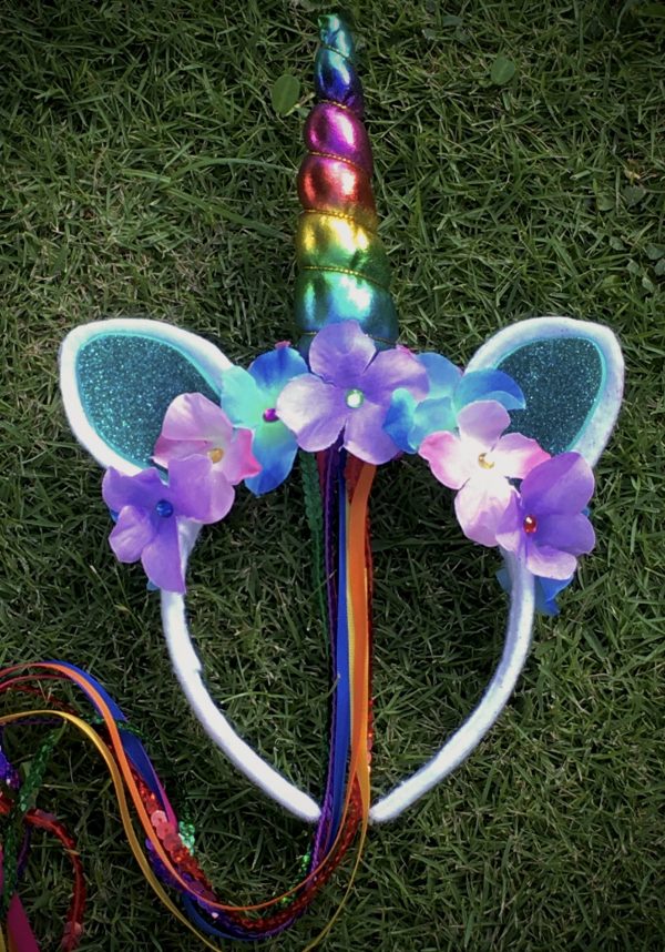 CUSTOM MADE Unicorn ???? Headbands Teal-Rainbow