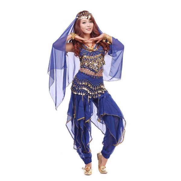 Belly Dance Costume Set (DARK BLUE) 4 Pcs - ONE SIZE